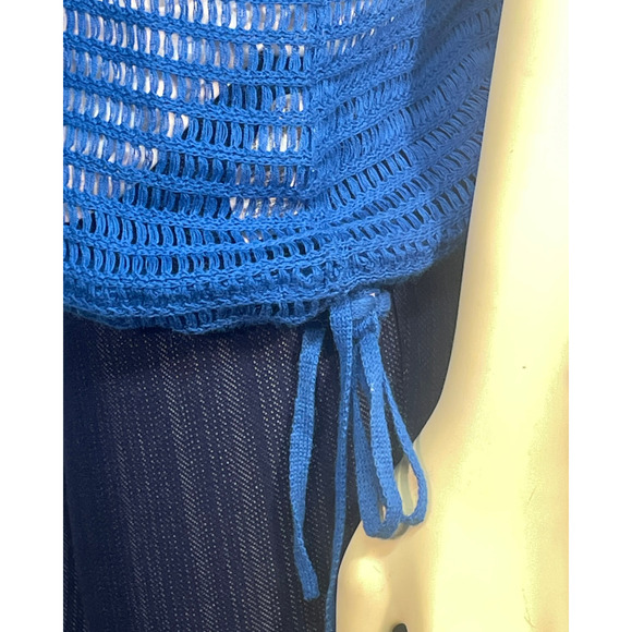 3-FOR-$30 Free People Sz L Babes Only Mesh Knit Sweater Lasting Laguna Blue New - Picture 8 of 13